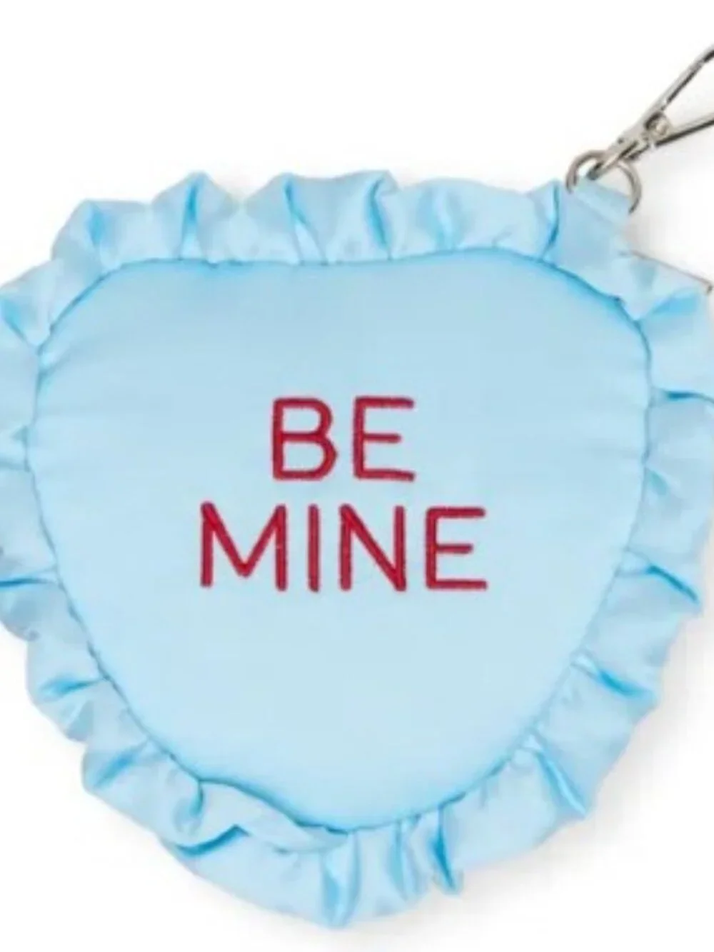 MADDEN GIRL Rosalie Satin Coversation Heart Coin Bag Charm in Baby Blue